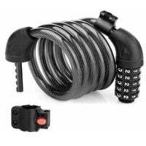Lucchetto per bicicletta, T-Audace Lucchetto per bicicletta con cavo per bicicletta, scooter, moto, bici con codice intelligente a 5 cifre, lucchetto antifurto per bicicletta, cavo lungo 120 cm, diame