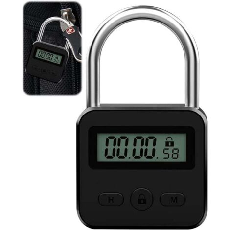 Lucchetto per display SHINING HOUSE, lucchetto per valigia con schermo LCD, lucchetto ricaricabile tramite USB con codice e timer, per prevenire le cattive abitudini (nero)
