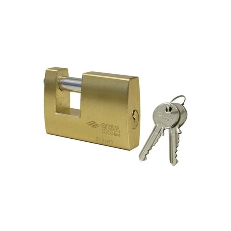 Image of Cisa - Lucchetto rettagolare 21610 logo ottone satinato chiavi 2 mm 50 Logo