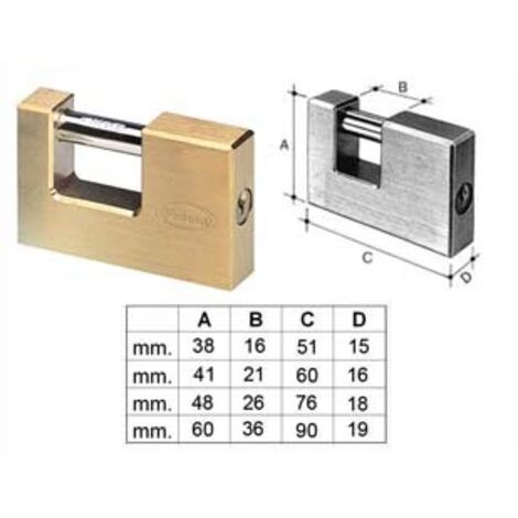 LUCCHETTO RETTANGOLARE IN OTTONE 2800- - mm.51 (2850) - 1 pezzi POTENT