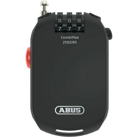 Lucchetto speciale ABUS Combiflex 2501/65 - Adatto come lucchetto per bagagli, lucchetto per sci, lucchetto per caschi - Cavo in acciaio da 65 cm - con codice a combinazione - Nero