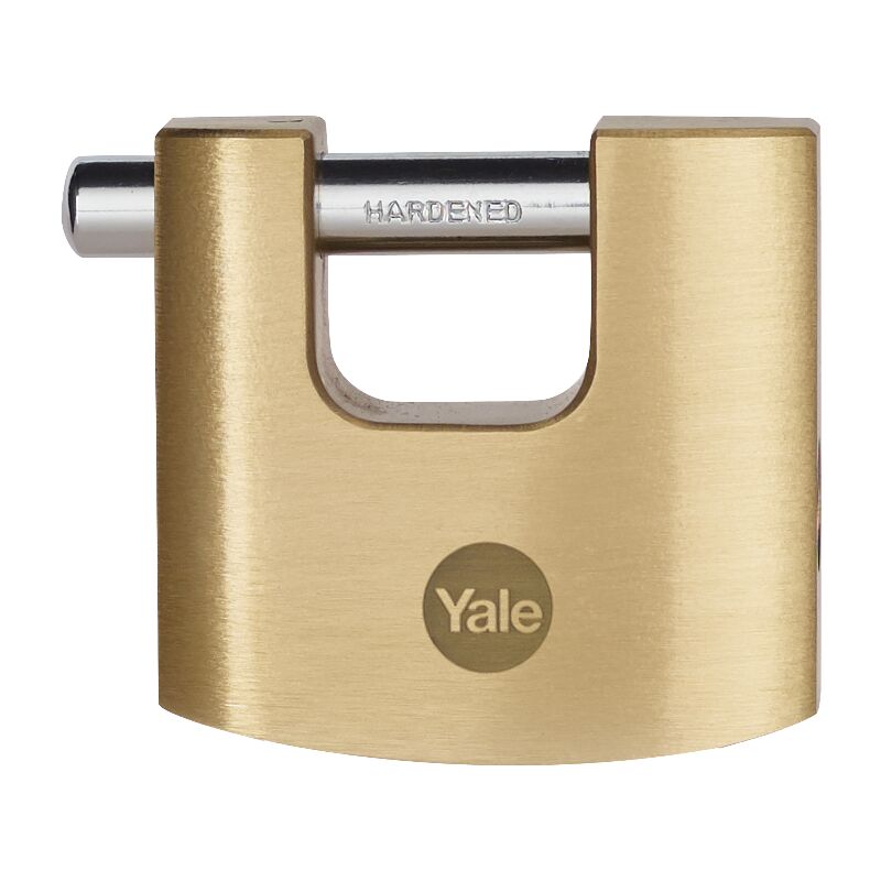 Azbe - yale Lucchetto rettangolare in ottone di alta sicurezza Y114B/90/127/1, corpo 90mm, gancio in acciaio indurito, 3 chiavi
