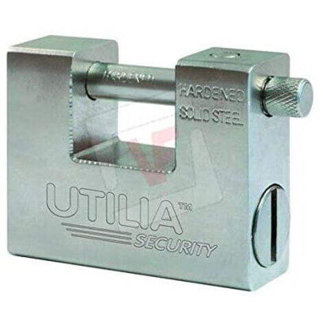 Lucchetto utilia antiscasso corazzato acciaio da 94mm 5 chiavi punzonate