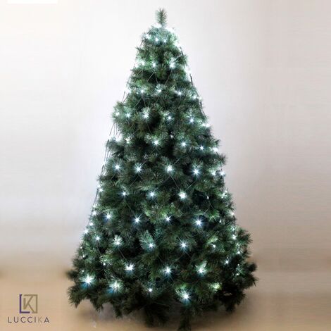 Luccika mantello a rete per albero di Natale con controller 8 giochi di luce con memoria per uso interno ed esterno Bianco Caldo 288 Led - Per Alberi da 230 a 290 cm