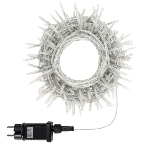 Luccika Home stringa catena 9 mt serie da 180 luci per albero di Natale a led acqua marina 31V cavo trasparente con 8 giochi di luce e memoria IP44 per uso esterno interno Acquamarina  9 metri - 180 l