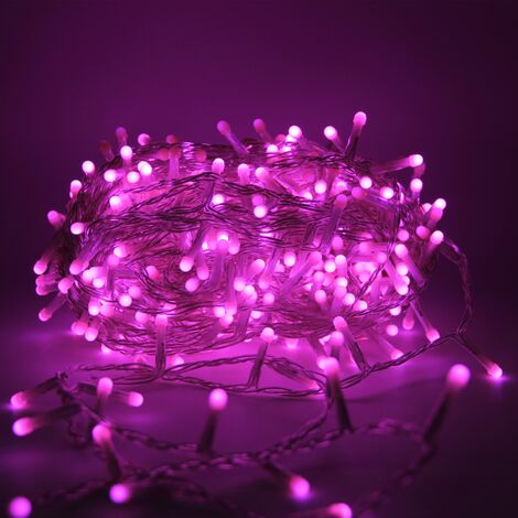 Luccika Home stringa luminosa catena serie di luci per albero di Natale luminosita' 360o cavo trasparente 25 mt con 500 led rosa con 8 giochi di luce e memoria per uso esterno interno Rosa 25 metri - 500 led