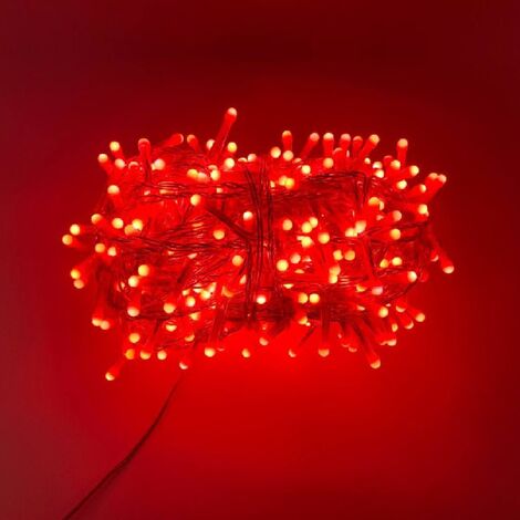 Luccika Home stringa luminosa catena serie di luci per albero di Natale luminosita' 360o cavo trasparente 25 mt con 500 led rosso con 8 giochi di luce e memoria per uso esterno interno Rosso 25 metri - 500 led