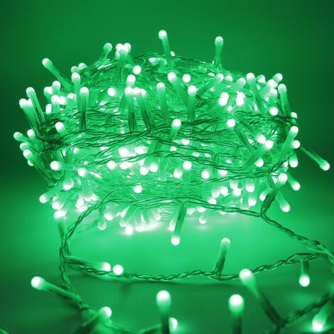 Luccika Home stringa luminosa catena serie di luci per albero di Natale luminosita' 360o cavo trasparente 15 mt con 300 led verde con 8 giochi di luce e memoria per uso esterno interno Verde 15 metri