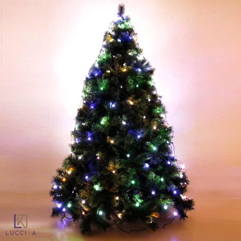 Image of Home mantello a rete con 240 luci a Led Multicolore per albero di Natale con 8 giochi di luce e memoria per uso interno ed esterno Multicolore 240