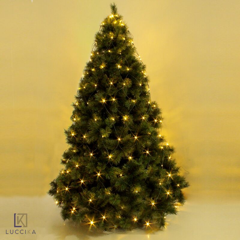 Image of Home mantello a rete con 240 luci a Led Bianco Caldo per albero di Natale con 8 giochi di luce e memoria per uso interno ed esterno Bianco Caldo 240
