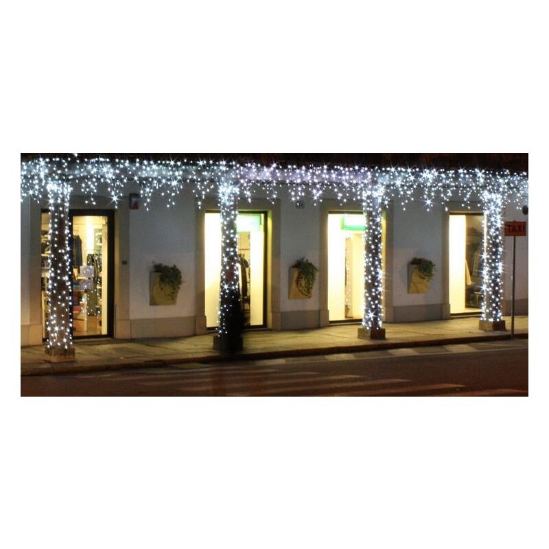 Image of Stalattiti tenda a pioggia 3X0,5 metri con 114 luci di Natale a Maxi Led Bianco Caldo con flash Bianco Ghiaccio per esterno e interno Bianco Caldo