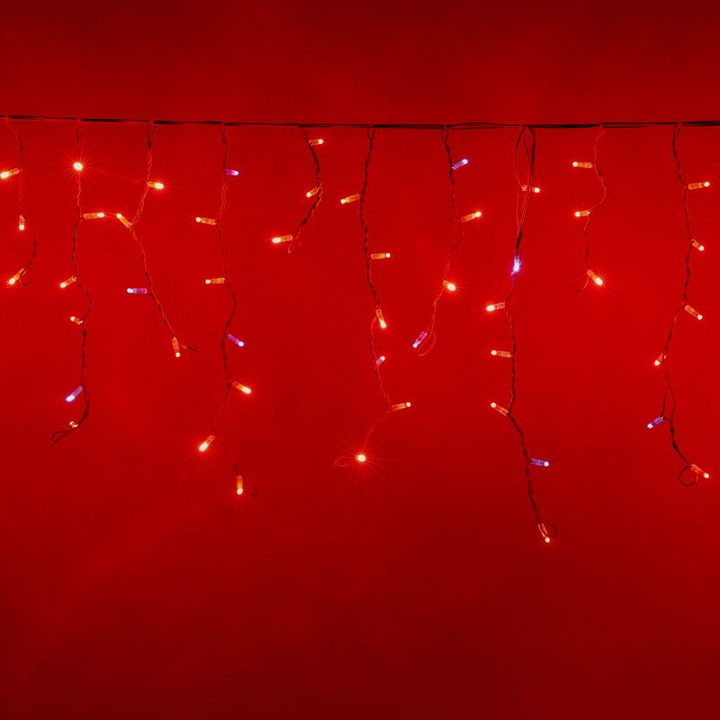 Image of Stalattiti tenda a pioggia 5 metri con 200 luci di Natale a Maxi Led Rosso con flash Bianco Ghiaccio per esterno e interno Rosso 5x0.70 metri - 200
