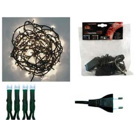 Lucciole a led bianco freddo luce fissa cavo verde per interno - Specifiche: 20 led mt 1,9 + 2,85