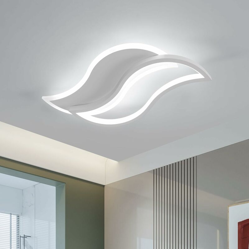 Image of Luce a soffitto a led comey, a forma di foglia bianca da 28 w 3000lm lampada acrilica, luce del soffitto a led per soggiorno, camera da letto, sala