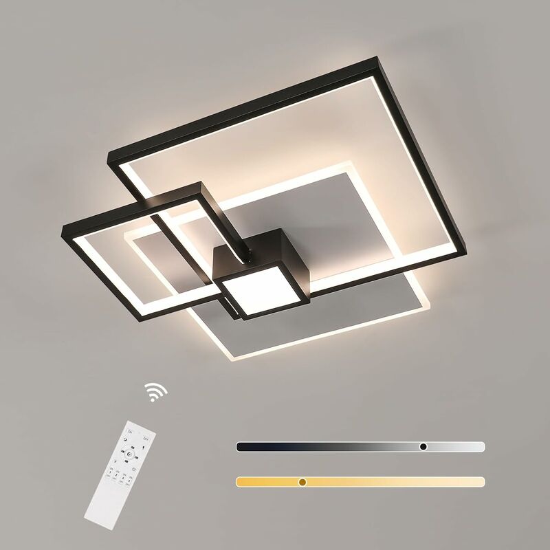 Image of Luce a soffitto a led dimmabile, moderna luce soffitto di illuminazione con telecomando a disegno geometrico lampada a soffitto 53w 5960lm per salone