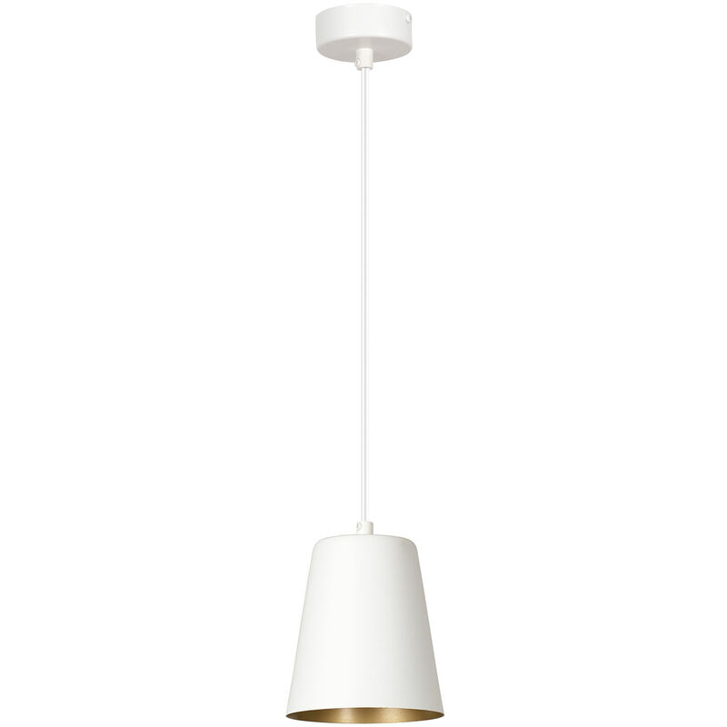Image of Lampada a sospensione per interni Lampada da soffitto dal design retrò in metallo color bianco dorato con catena flessibile E27 - Bianco, oro