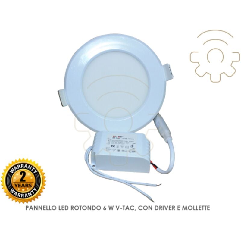 V-tac - pannello led tondo 6w luce bianco freddo