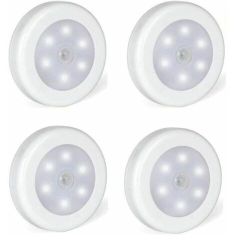 Luce adesiva a LED GABRIELLE, illuminazione a LED con sensore di movimento e base magnetica, confezione da 4 (alimentata a batteria)