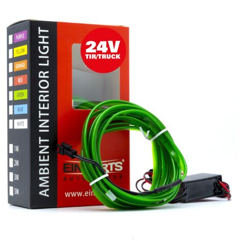 Luce ambientale a LED in fibra ottica per auto 24 V verde 3 metri