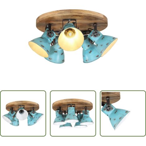 Luce blu -  Lampada da Soffitto 25 W Blu Anticato 50x50x25 cm E27