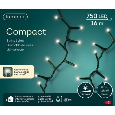 WEBMARKETPOINT Lumineo LED Lichterkette Compact 1600 cm 750 Lichter warmweiß