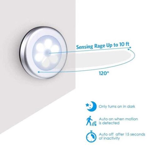 Luce con sensore di movimento, luce notturna a LED a batteria, luce per gradini, luce per armadio, luce sottopensile (luce bianca)