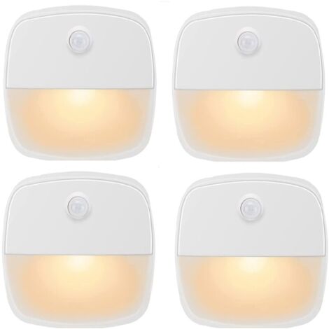 Luce con sensore di movimento per interni, lampada con sensore di movimento a batteria, luce notturna a LED automatica per camera da letto, cucina, corridoio, scale, armadio (bianco caldo, confezione 