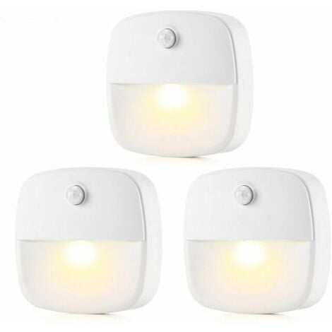Luce con sensore di movimento per interni, lampada con sensore di movimento a batteria, luce notturna a LED automatica per camera da letto, cucina, corridoio, scale, cassaforte (bianco caldo, confezio
