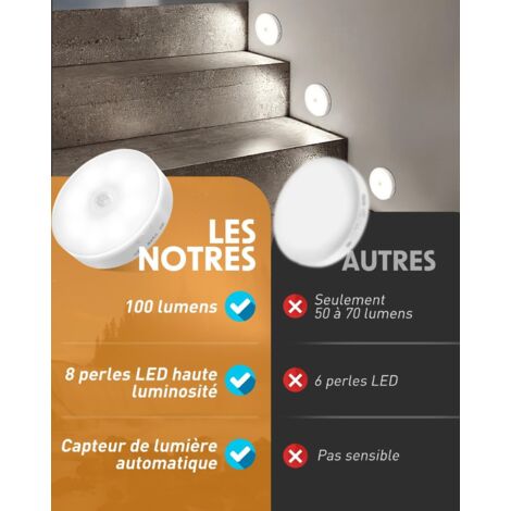 Luce con sensore di movimento per interni, luce notturna con sensore di movimento per corridoio cucina, ricaricabile tramite USB, automatico/on/off, 6 pezzi, bianco freddo [classe energetica A+++]