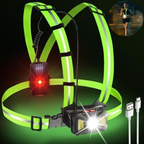 Luce da corsa - Luce da petto - Gilet da corsa - Ricaricabile tramite USB - Impermeabile IPX5