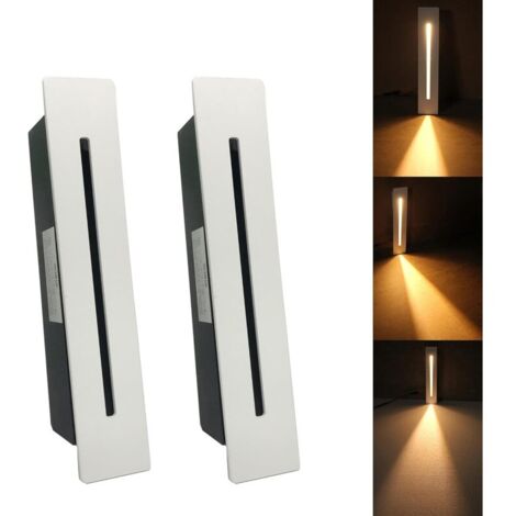 RAPANDA Luce da incasso a LED per scale Lampada da gradino 3W 220V Lampada da parete ad angolo per interni Lampada decorativa per gradini Lampada per scale per corridoio con chip CREE, 2 pezzi, Bianco caldo,