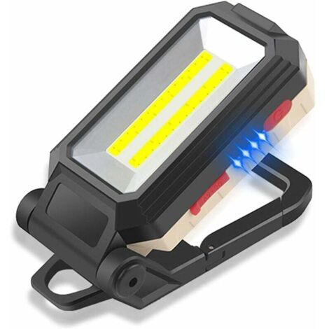 Luce da lavoro COB, faretto LED portatile ricaricabile tramite USB con attacco magnetico per riparazione auto, pesca, campeggio, pesca e cantiere