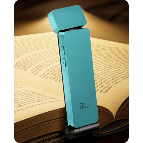 Luce da lettura, luce da lettura ricaricabile, luce segnalibro a LED con 3 colori ambra e attenuazione graduale per amanti dei libri, bambini, ciano