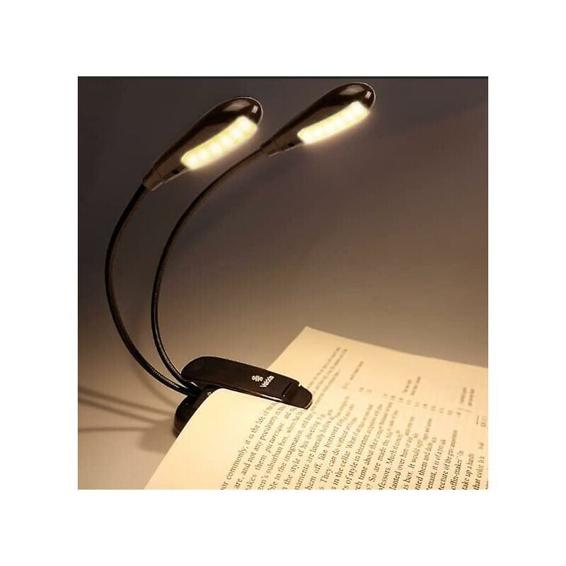 Image of Lampada da lettura/leggio ricaricabile a 12 led, lampada da lettura con clip sul letto, doppia protezione per gli occhi