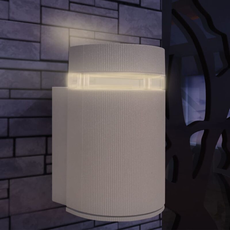Image of Luce da parete per esterno semi-cilindrica in alluminio grigio