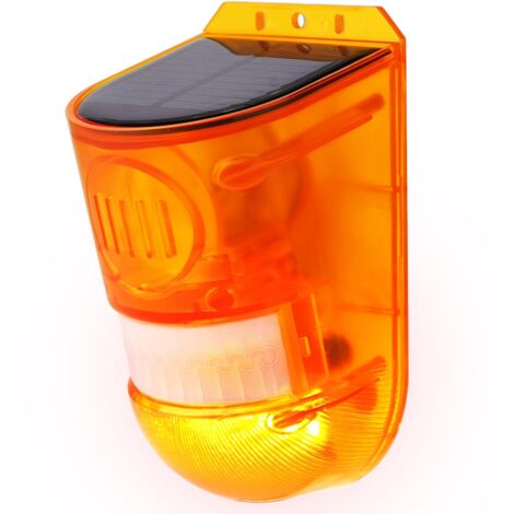 Luce di allarme solare, luce di sicurezza a LED solare, con sensore di movimento, sirena acustica per esterni, luce rossa lampeggiante impermeabile per casa, magazzino, fattoria (giallo)