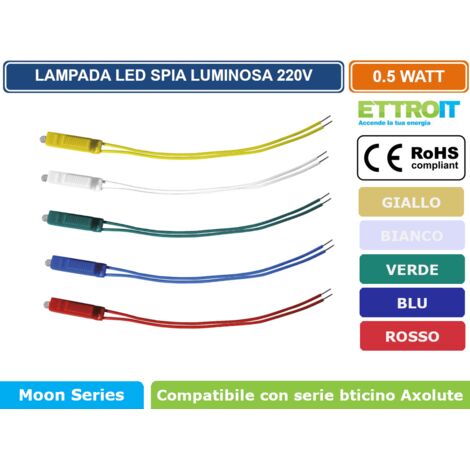 Luce di cortesia led, serie Moon, rosso, 0,5W, 220Vac - Ettroit AN2916
