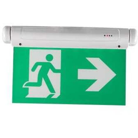 Luce di emergenza bifacciale da 3 W, pittogramma destro/sinistro, montaggio a soffitto o a parete