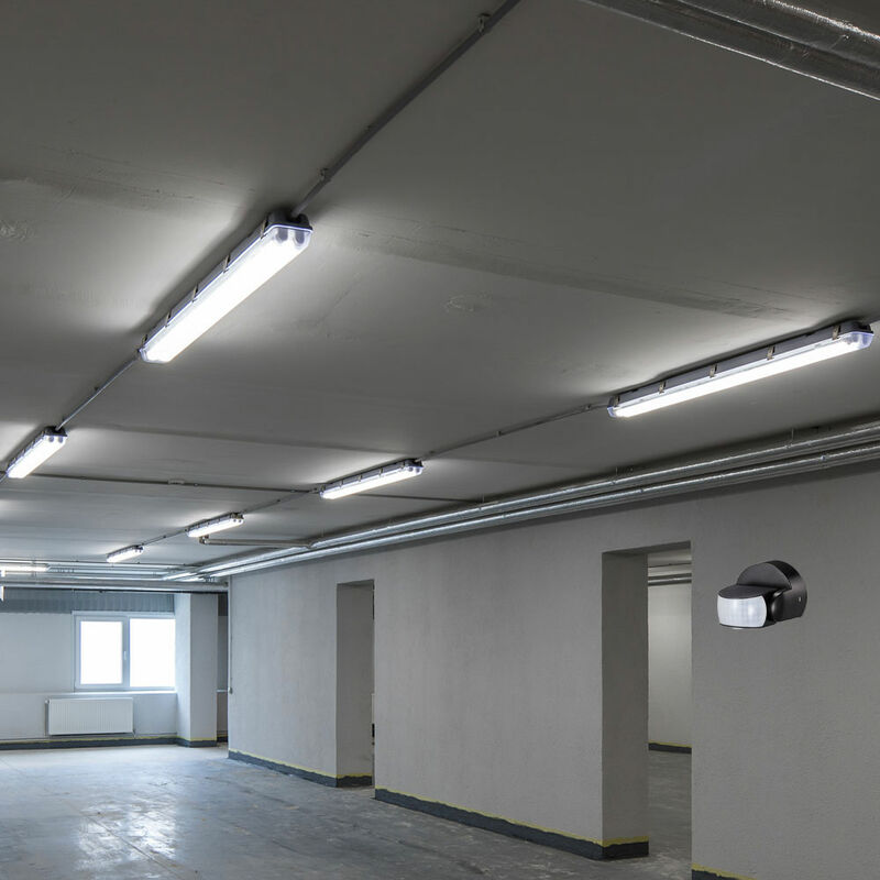 Image of Luce diffusa a led con rilevatore di movimento luce a prova di umidità con sensore Sensore di luce per garage a led, IP65, 1x led 36W 4320Lm luce