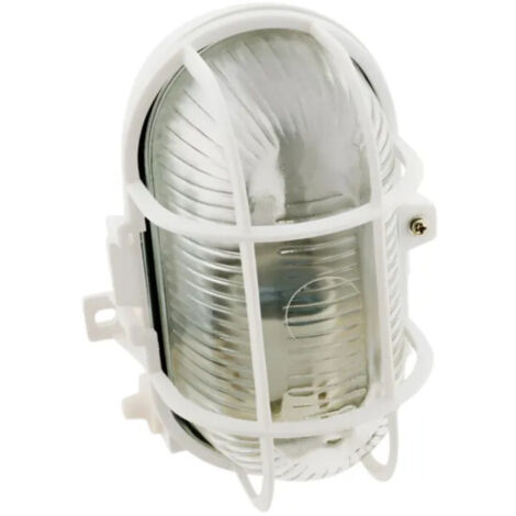 Luce esterna ovale 470 Lumen, IP44, montaggio a superficie con ottica, bianco