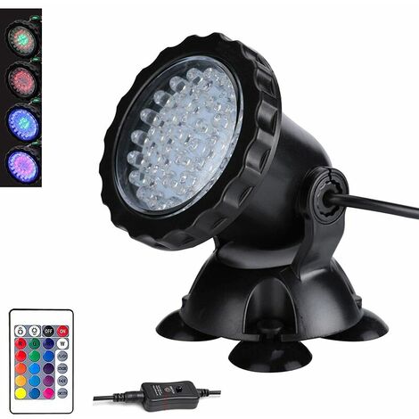 Luce europea per laghetto, faretto subacqueo, luce paesaggistica che cambia colore, con 36 lampadine a LED per telecomando, lampada subacquea, adatta per giardino acquario, prato stagno,
