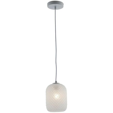 Relaxdays Lampadario a Sospensione, Paralume in Vetro, Cavo Regolabile,  HD130x22cm, Attacco E27, Sala, Cucina, Champagne