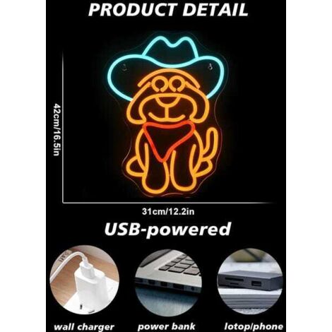 Luce LED dimmerabile a forma di cane da cowboy occidentale, adatta per negozi di animali, case, decorazioni per feste e amanti dei cani