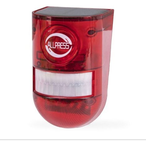 LUCE LED LAMPEGGIANTE SIRENA SENSORE ANTIFURTO ENERGIA SOLARE ALLARME AL-05536