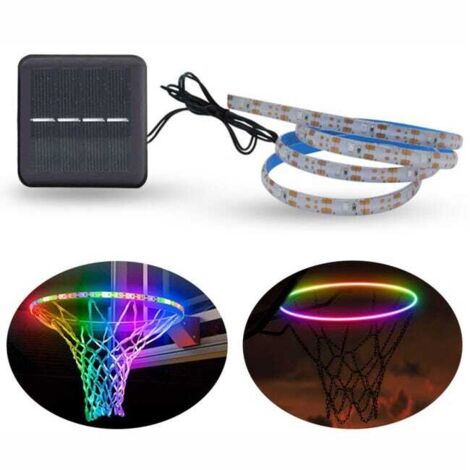 Luce LED per canestro da basket a energia solare con telecomando, luce colorata RGB impermeabile IP65, adatta per l'allenamento all'aperto