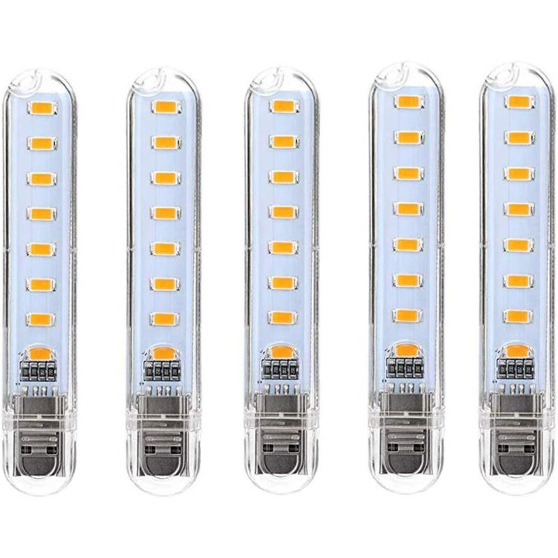 Image of Tonchean - Luce led usb, mini luce led usb portatile, 5 pezzi luce per tastiera computer, per pc, computer, power bank (bianco frossodo) [classe