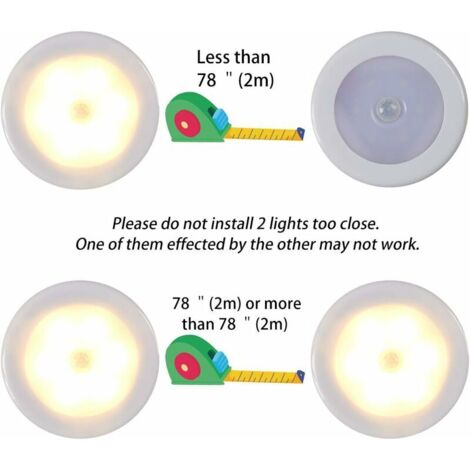 Luce LED wireless con rilevatore di movimento per armadio, scale, corridoio, cucina, camera da letto (6 pezzi) (guscio bianco (luce calda)