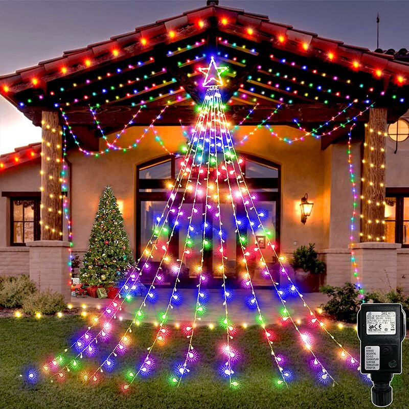 Image of Luce natalizia Ghirlanda Stella 315 LED Luce per albero di Natale 8 modalità IP44 per albero di Natale per feste di nozze per interni all'aperto