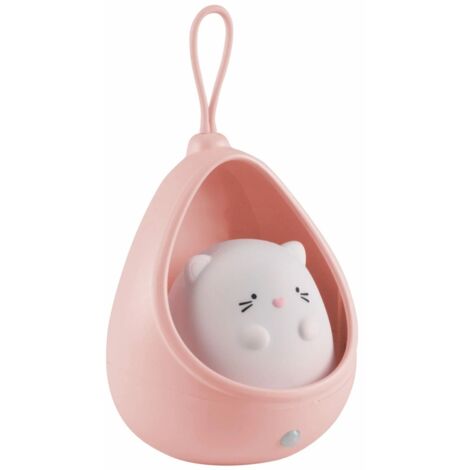 Luce notte LED 0,5W gattino rosa PIR ricaricabile Polux