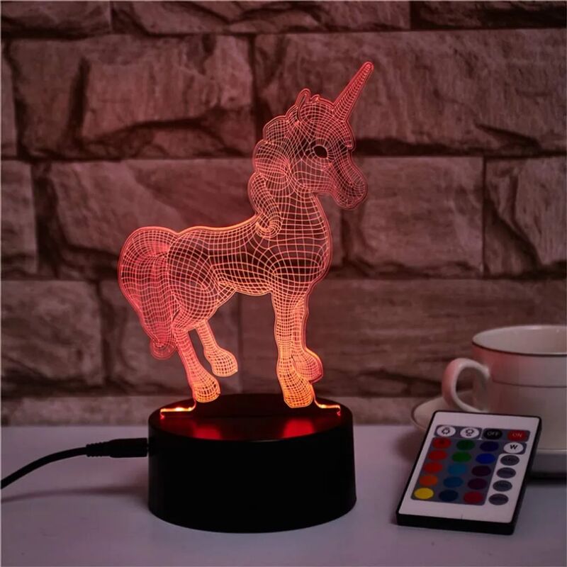 Colnk - Luce notturna 3D per bambini con unicorno